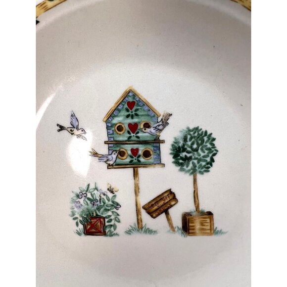 3 Tomson Pottery Birdhouse Salad Plates, Discontinued, Some Crazing - Picture 2 of 7